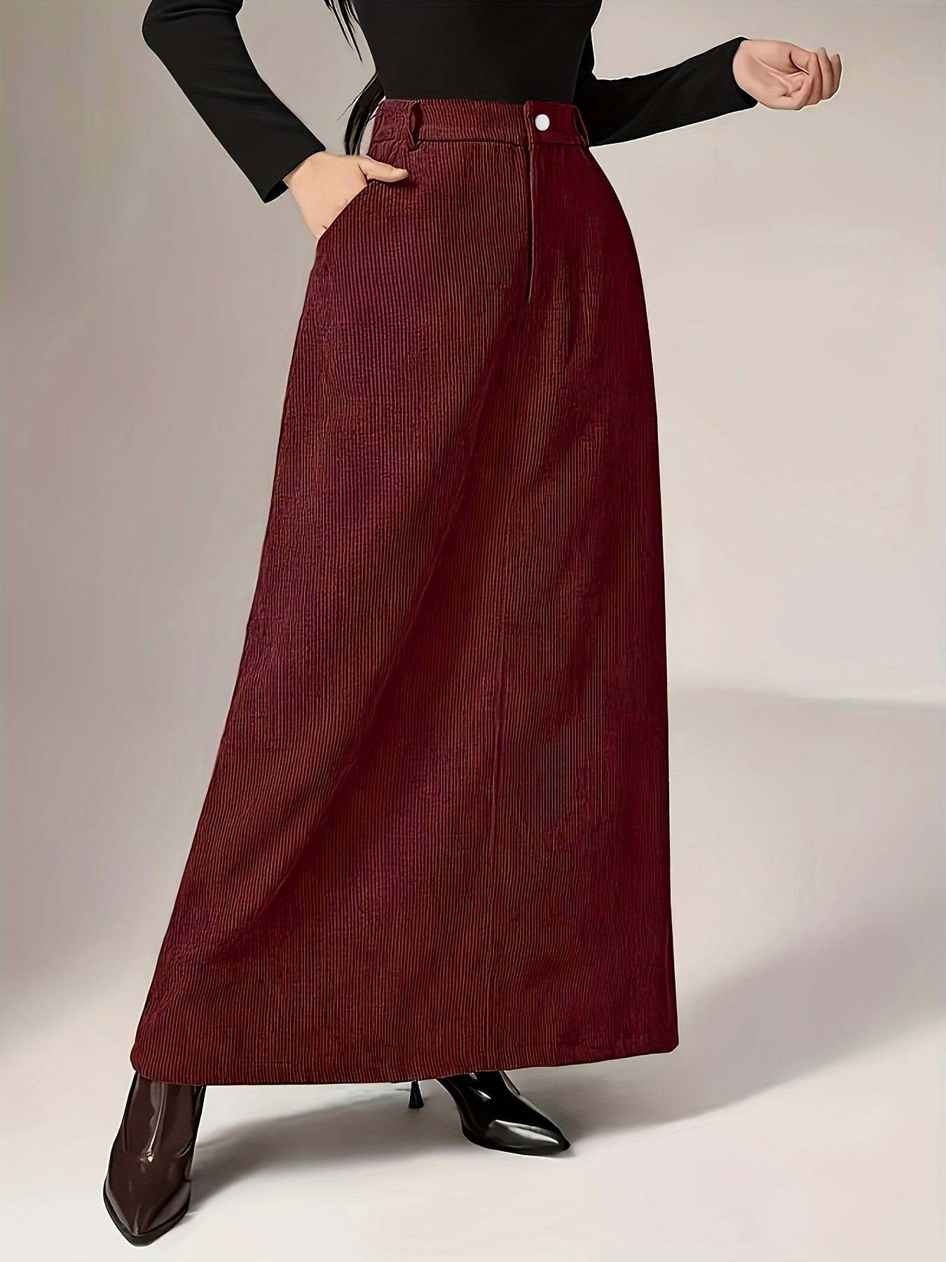 Silvia™ | Jupe Vintage Élégante en Velours Côtelé
