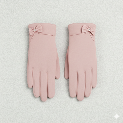 Gants élégants en velours avec nœud papillon