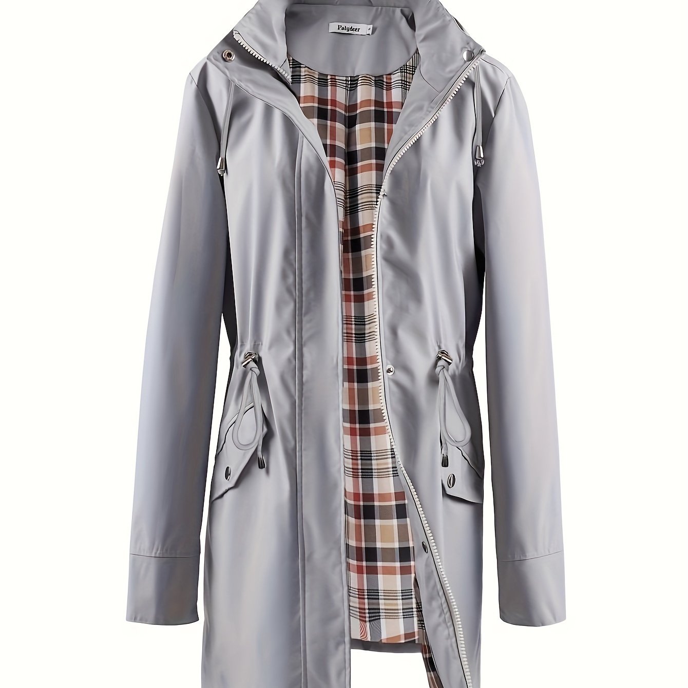 kouky™ | Veste de pluie à capuche imperméable et flatteuse avec doublure à carreaux