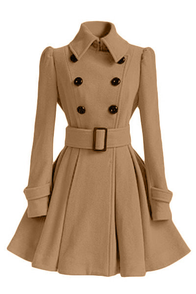 Violaine™ | Manteau évasé ceinturé à double boutonnage