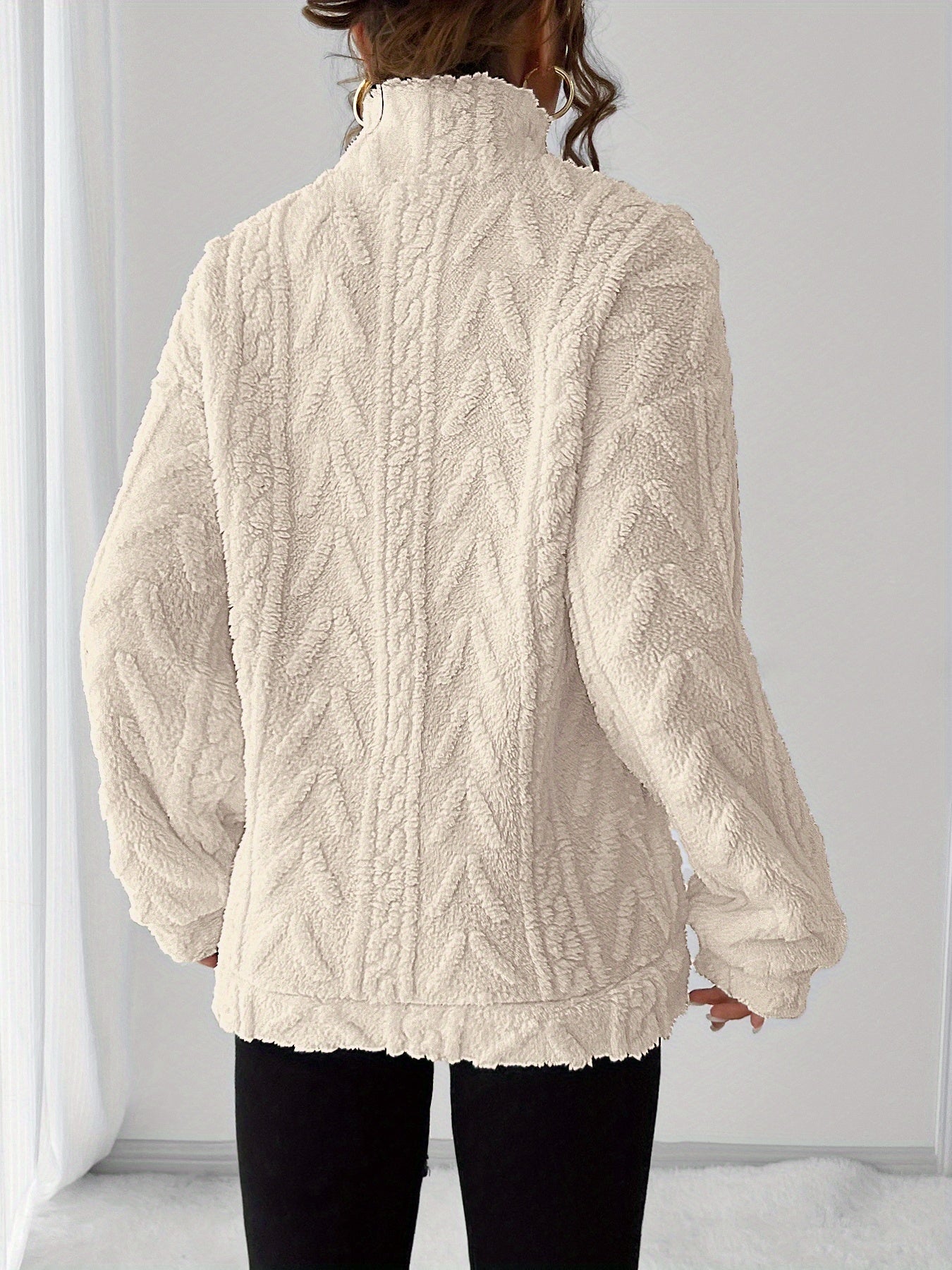 Charline™ | Sweat sherpa demi-zip col montant