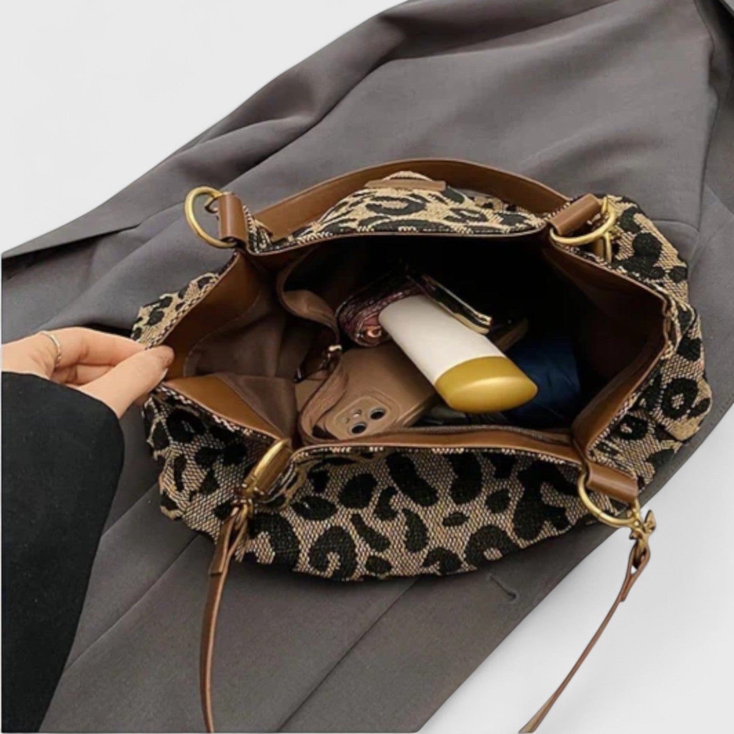 Naria™ | Sac Shopping Élégant en Toile Léopard