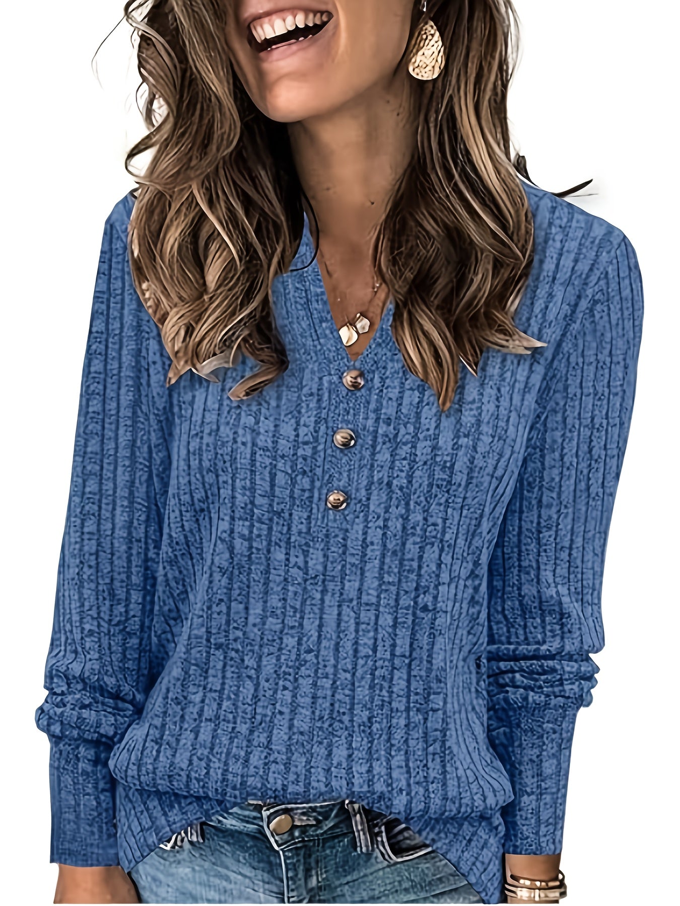 Wendy™ | Haut Henley en maille côtelée douce et flatteuse