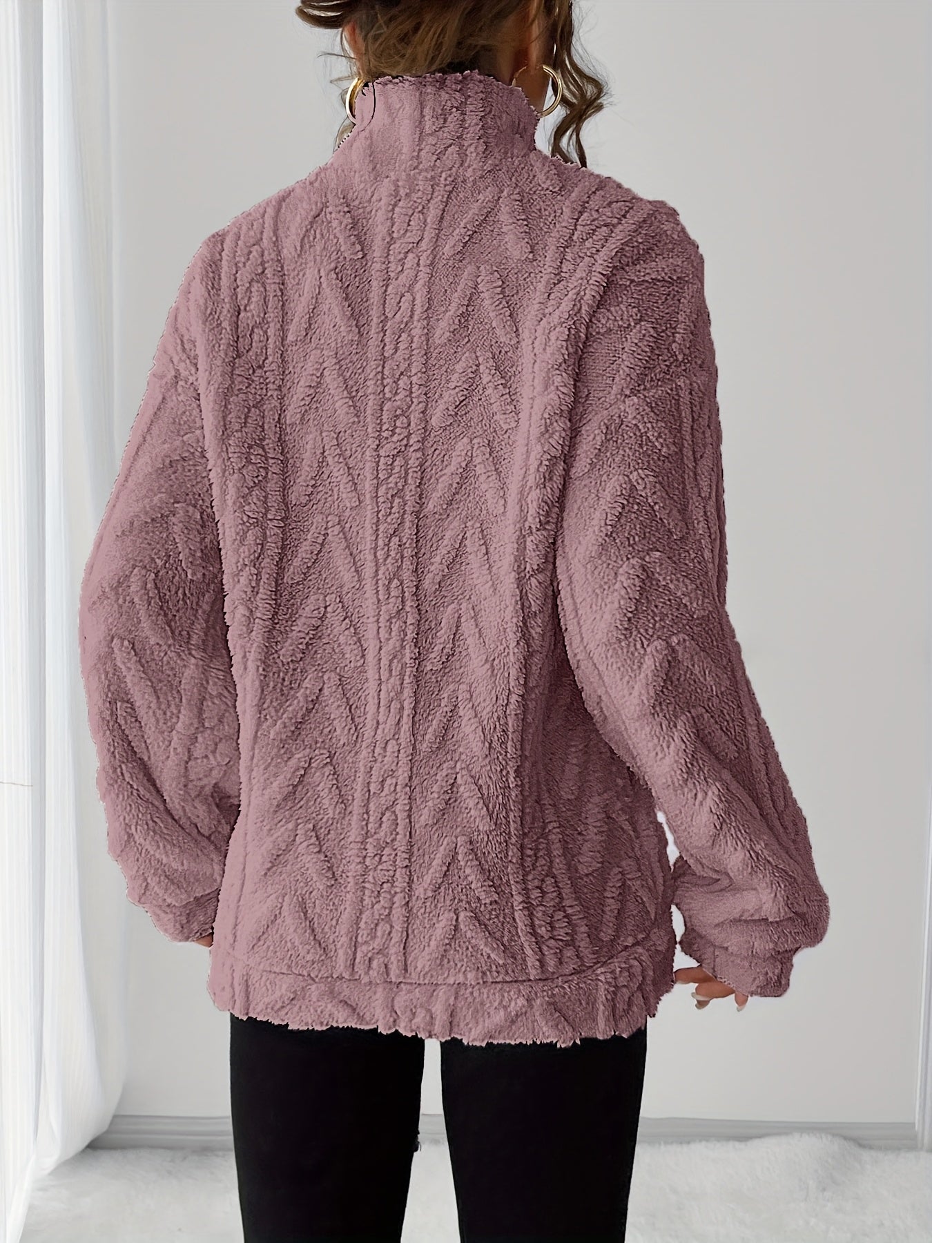 Charline™ | Sweat sherpa demi-zip col montant
