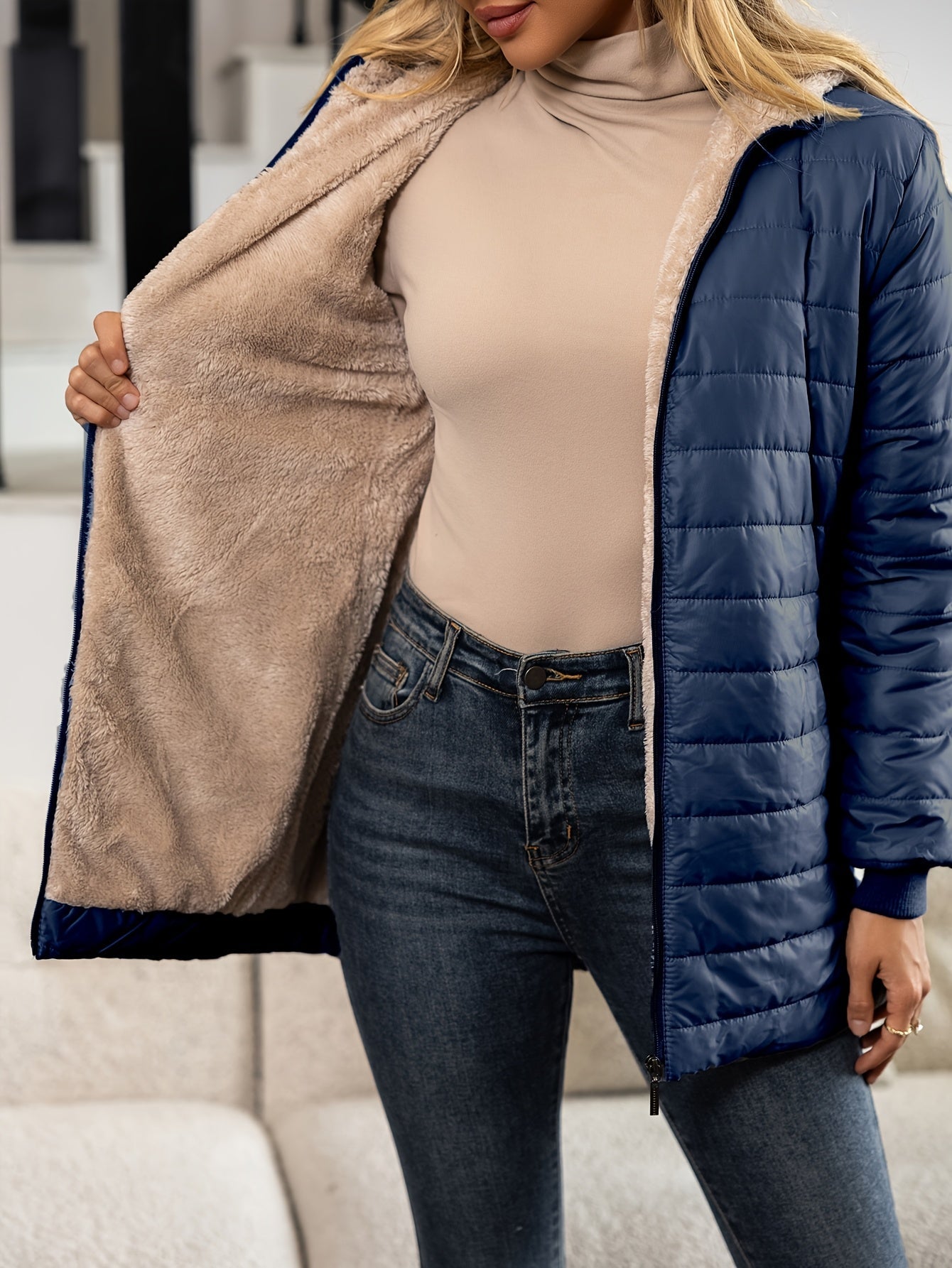 Sophia™ | Veste doudoune matelassée doublée sherpa
