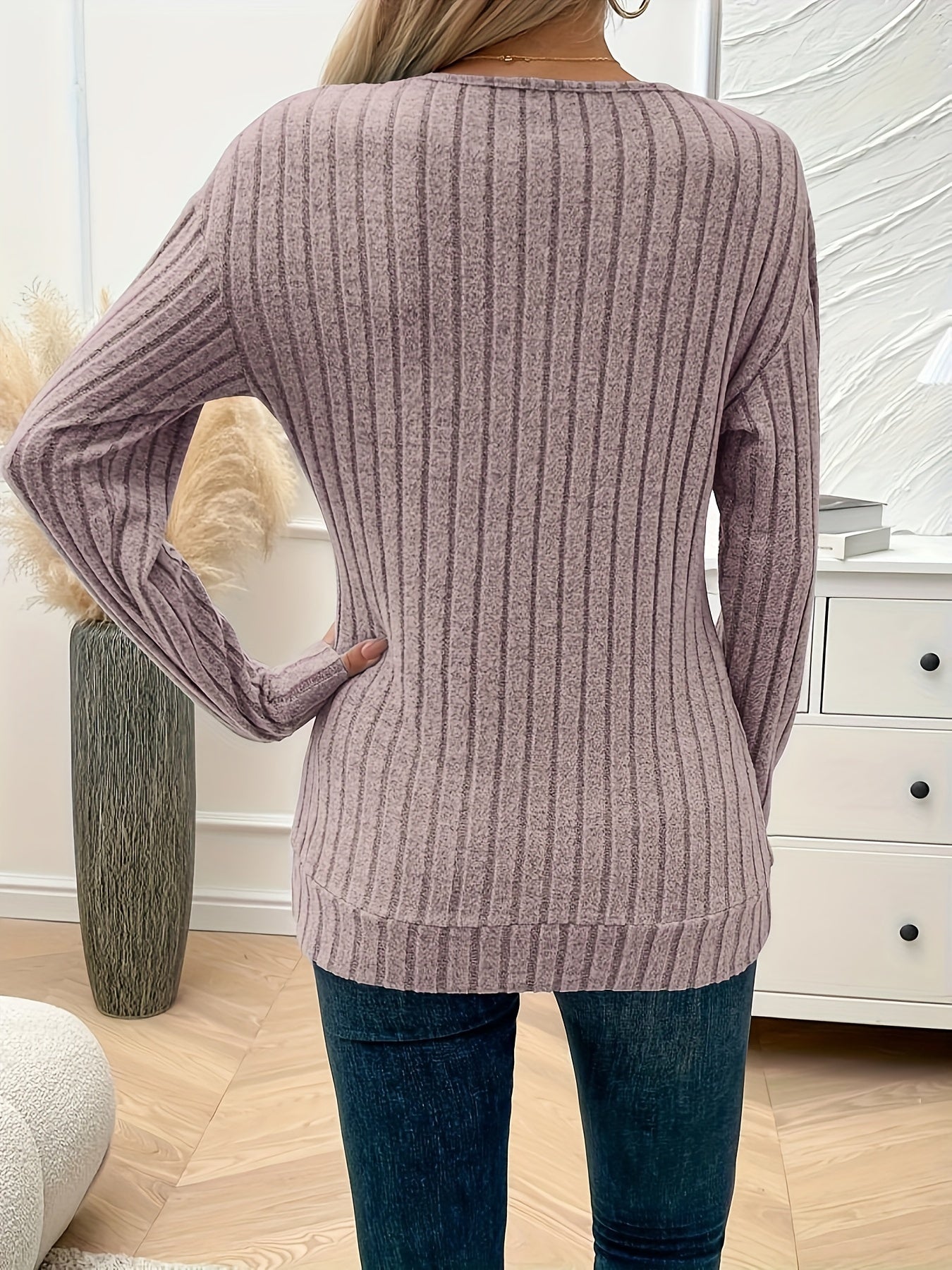 Wilhelmina™ | Pull V-Cou Ribs Ample et Confortable