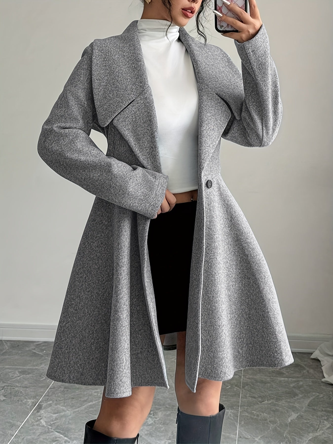 Talia™ | Manteau robe évasé à col cascade