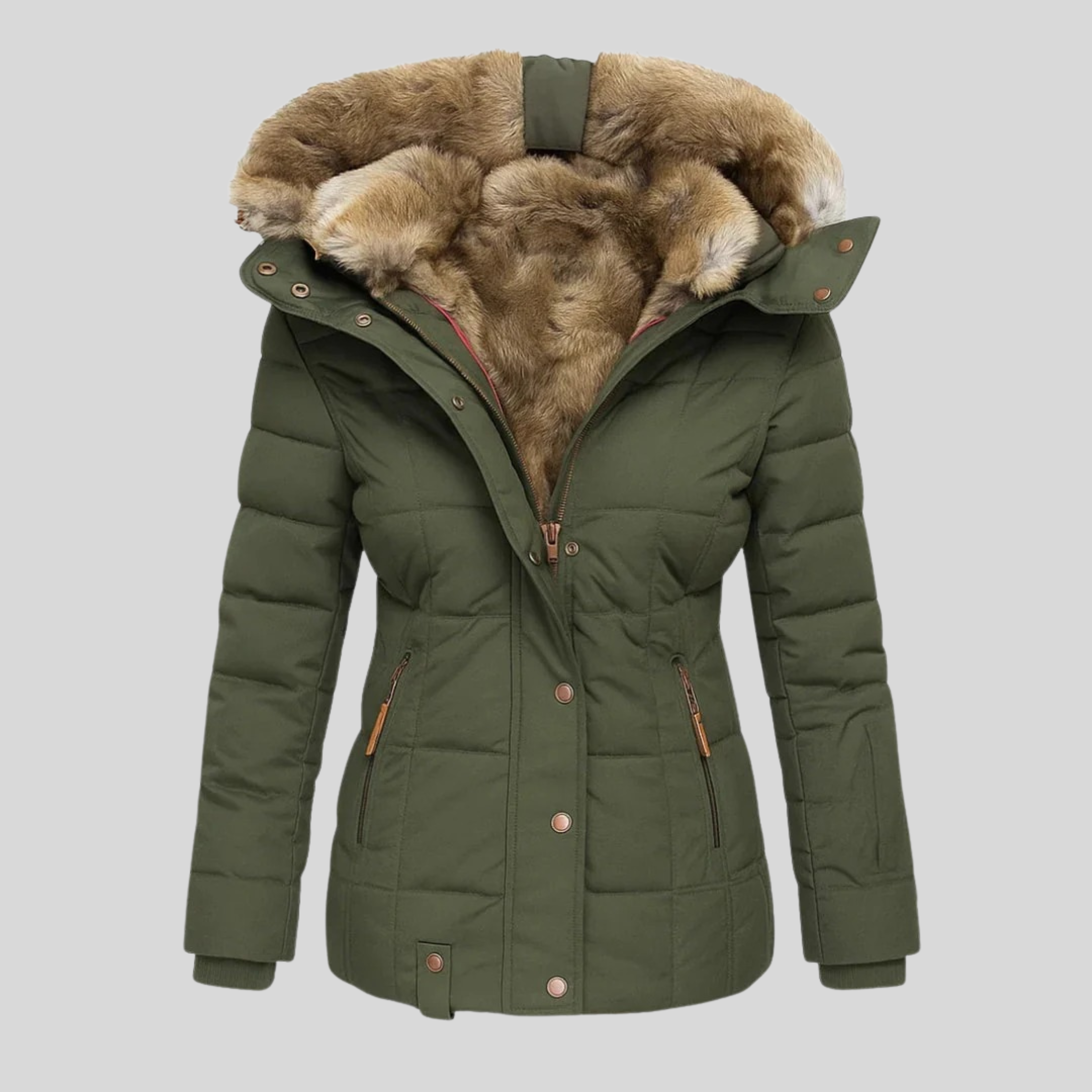 Bochra™ | Parka matelassé avec capuche en fausse fourrure
