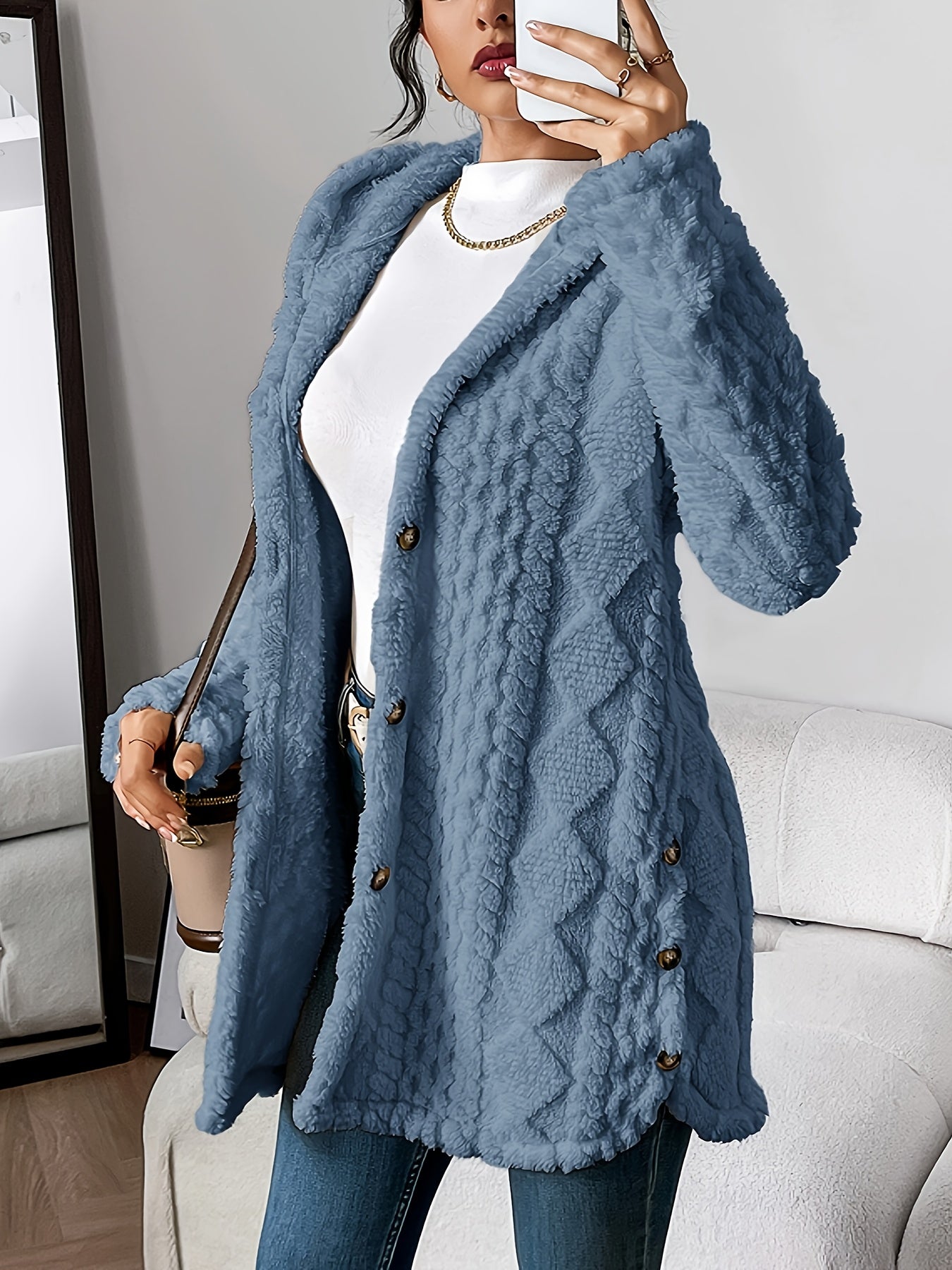 Fleur™ | Cardigan Doublé en Peluche, Élégance Confortable