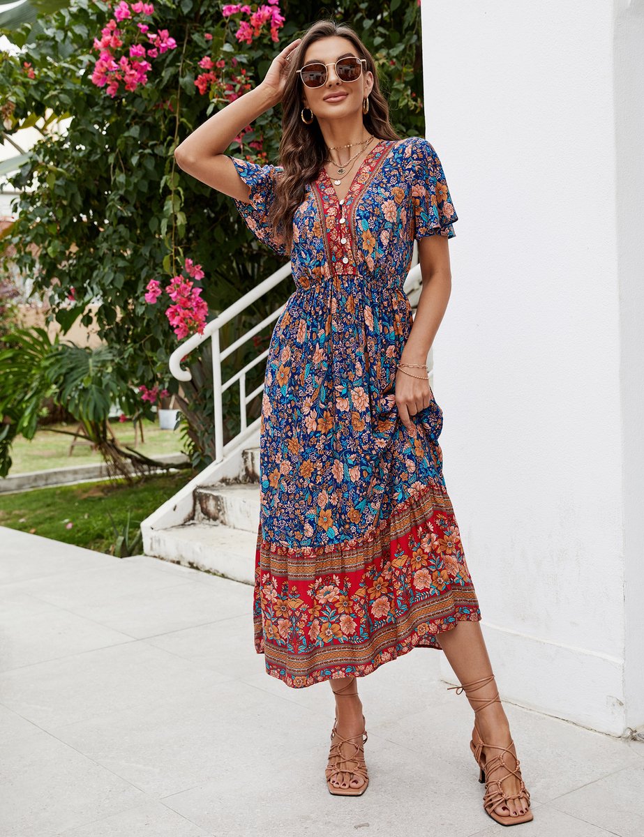 Enora™ | Robe Midi Fleurie