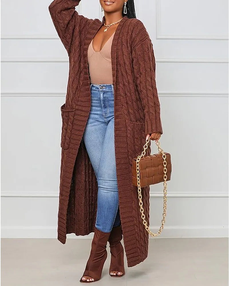 Indira™ | Cardigan extra-long torsadé à poches