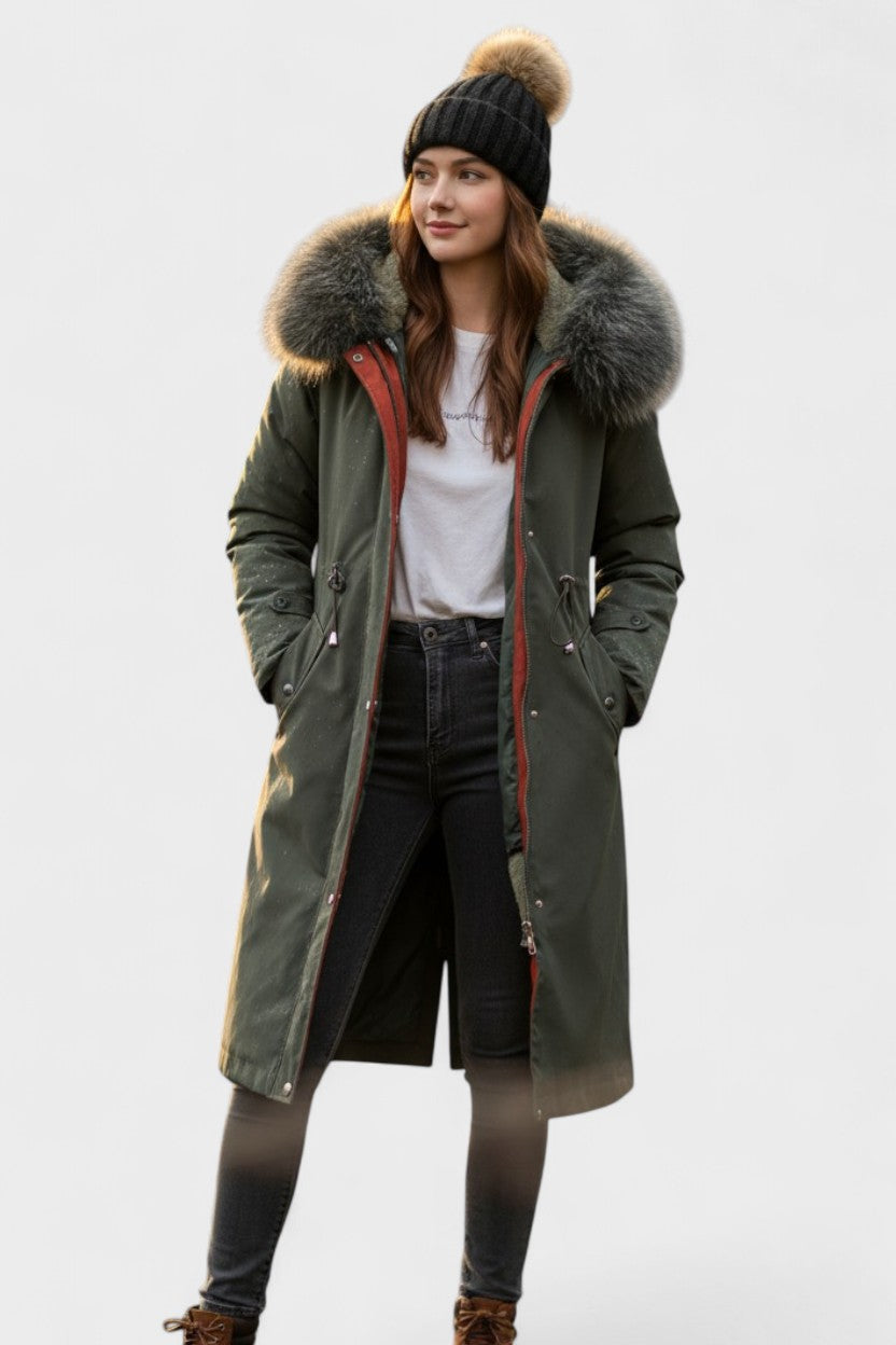 Diora™ | Parka manteau à capuche en fausse fourrure