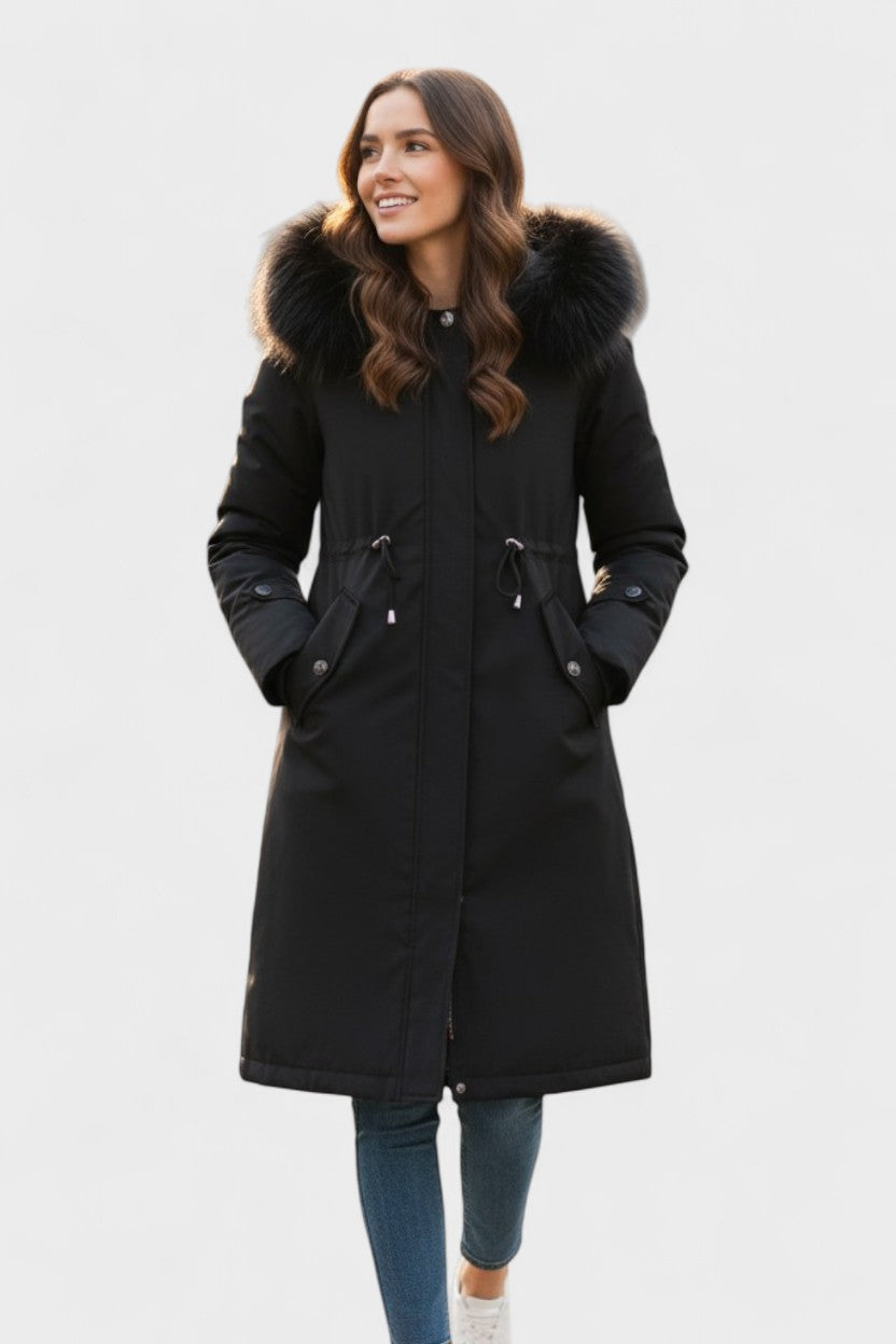 Diora™ | Parka manteau à capuche en fausse fourrure