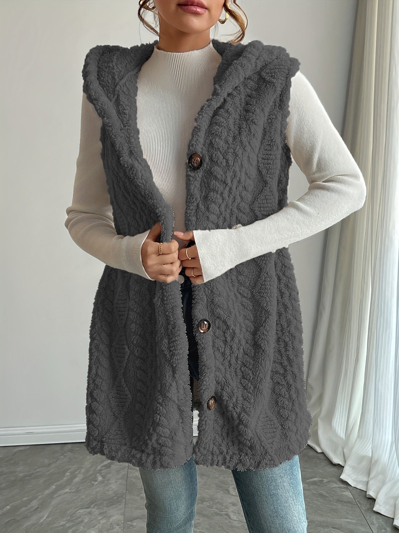 Laetitia™ | Gilet sans manches à capuche texturé
