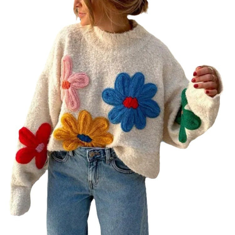 Faustine™ | Pull en maille à fleurs brodées