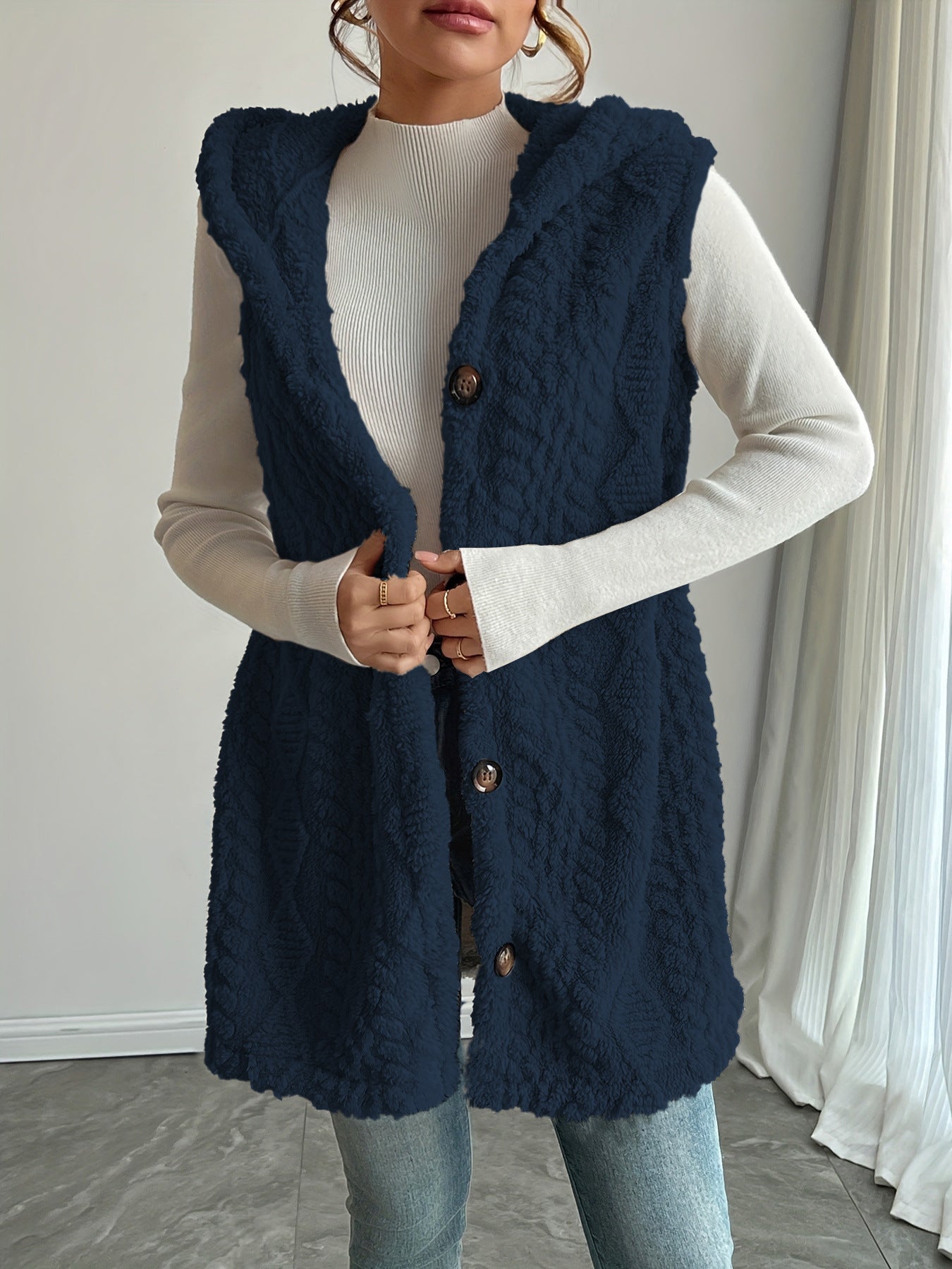 Laetitia™ | Gilet sans manches à capuche texturé