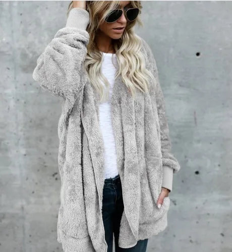 Evie™ | Cardigan teddy ouvert en peluche