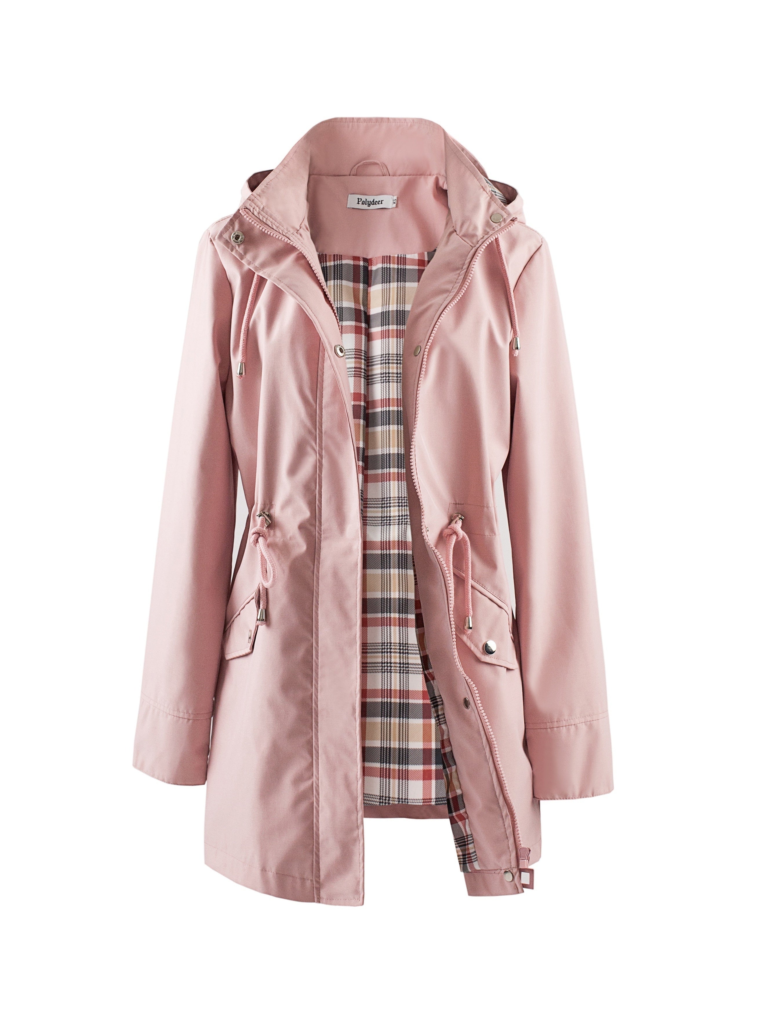 kouky™ | Veste de pluie à capuche imperméable et flatteuse avec doublure à carreaux