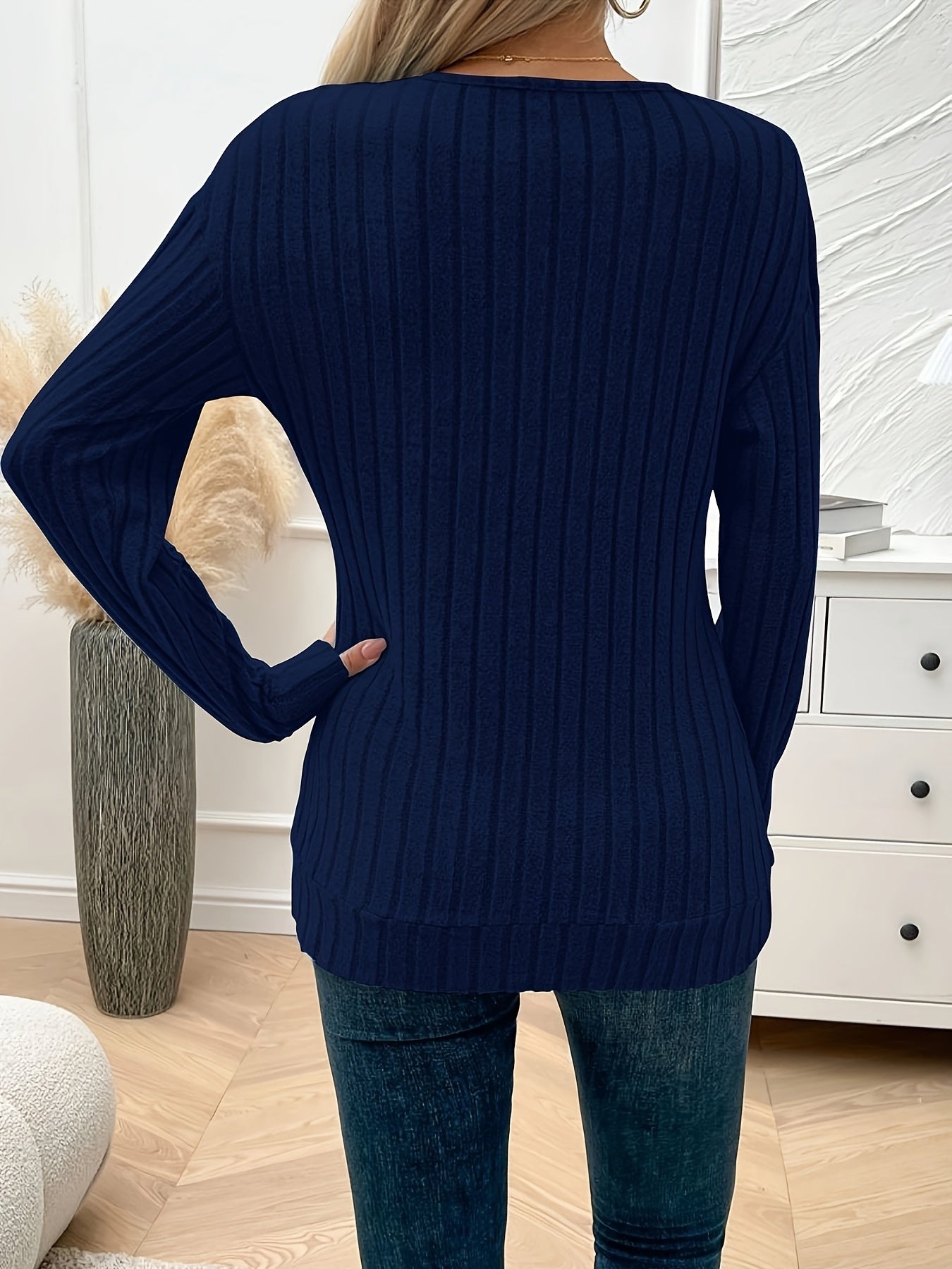Wilhelmina™ | Pull V-Cou Ribs Ample et Confortable