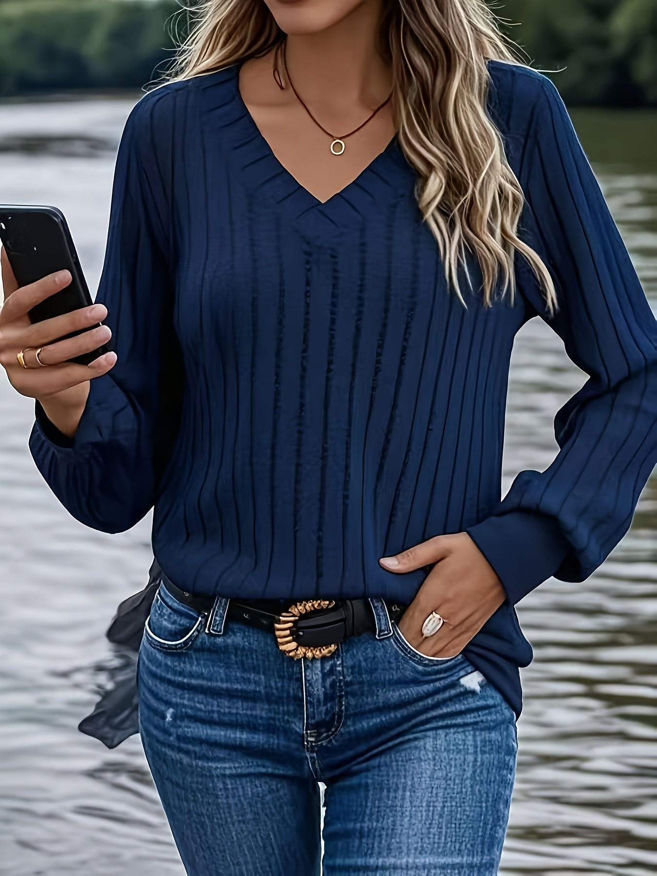 Anouk™ | Pull en Maille Côtelée à Col V