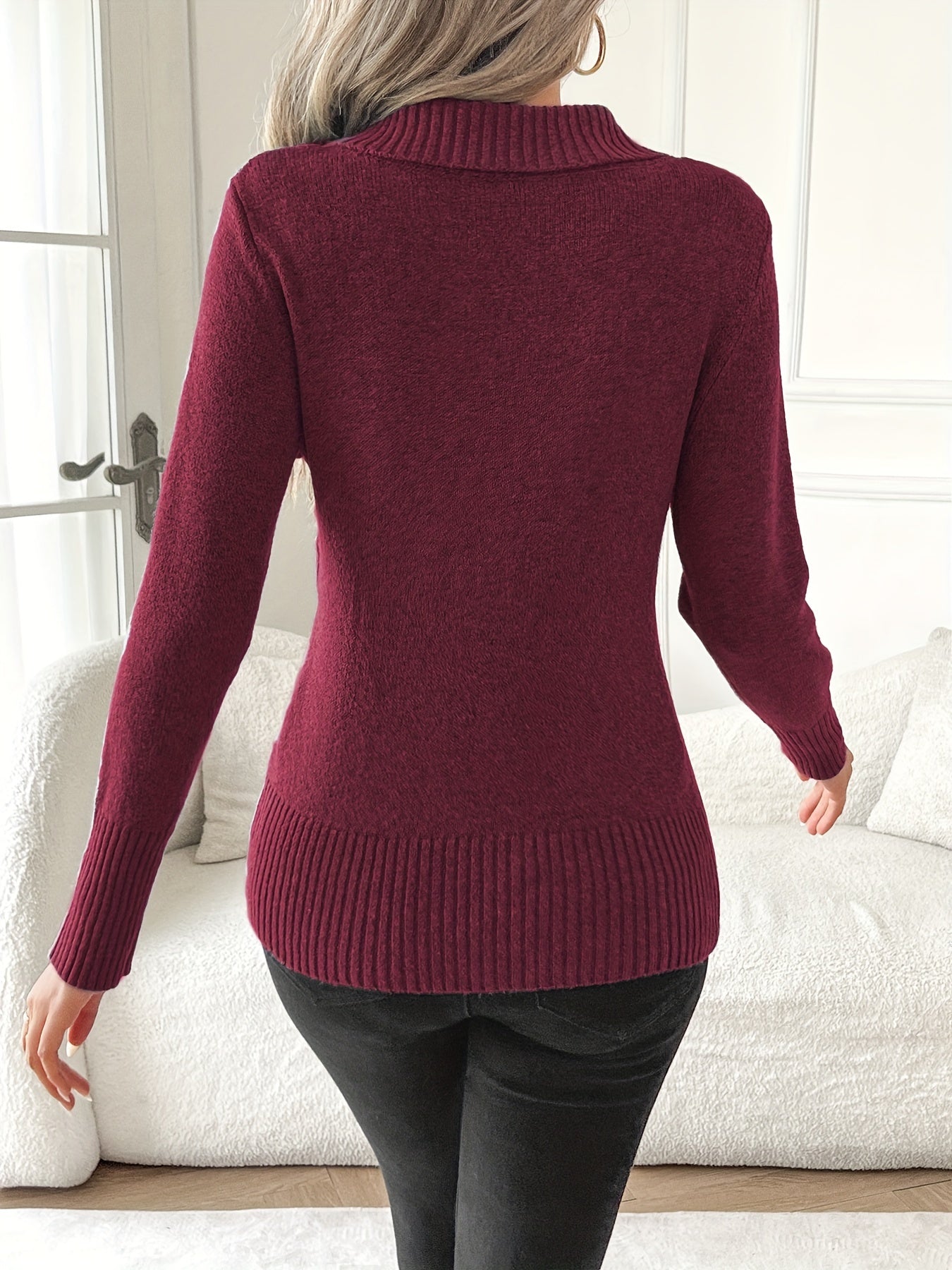 Barbara™ | Pull Wrap Côtelé à Bouton Latéral