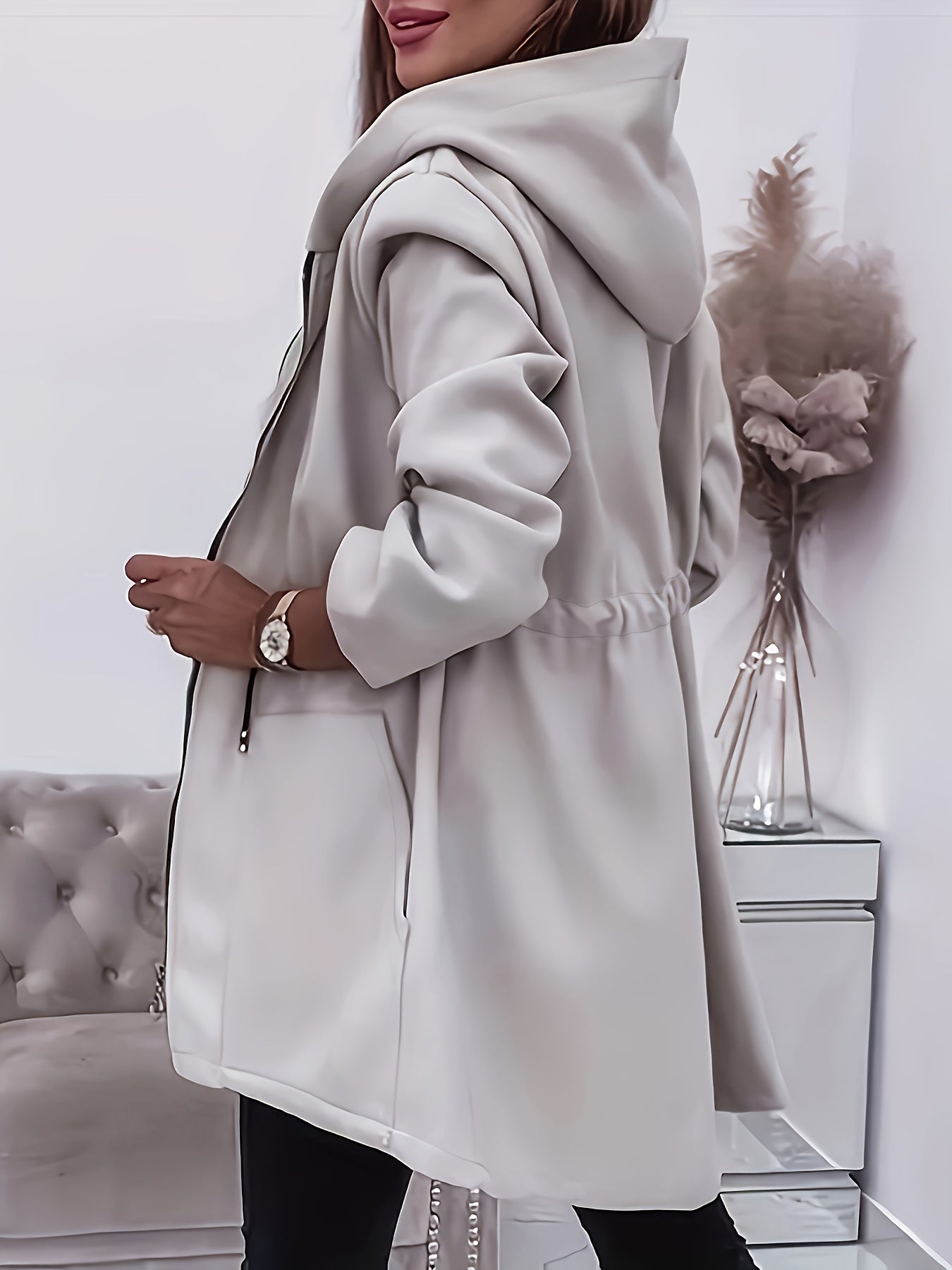 Valentina™ | Veste Longue Zippée à Capuche Ajustable