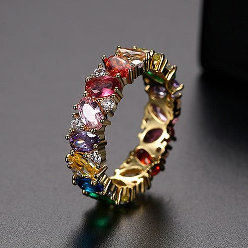 Léa™ | Bague Vintage Élégante en Zircon Coloré