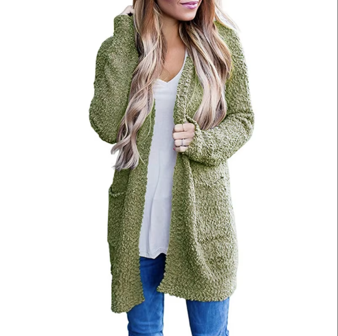 Imani™ | Cardigan mi-long ouvert en maille bouclette