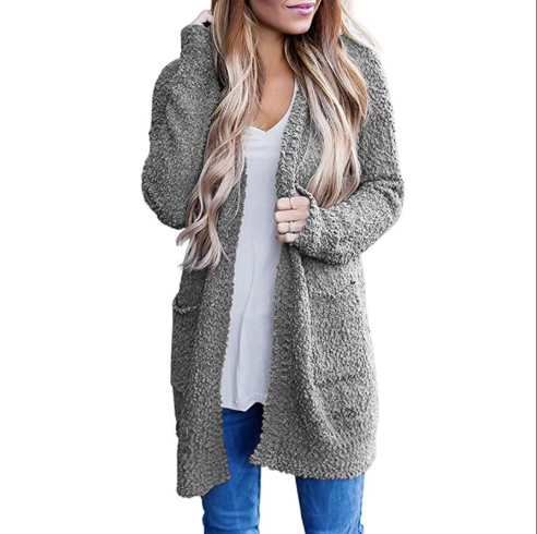 Imani™ | Cardigan mi-long ouvert en maille bouclette