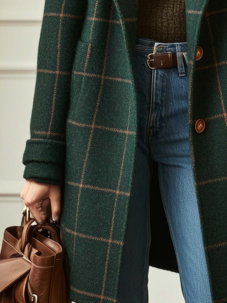 Gemma™ | Manteau long à carreaux tailleur