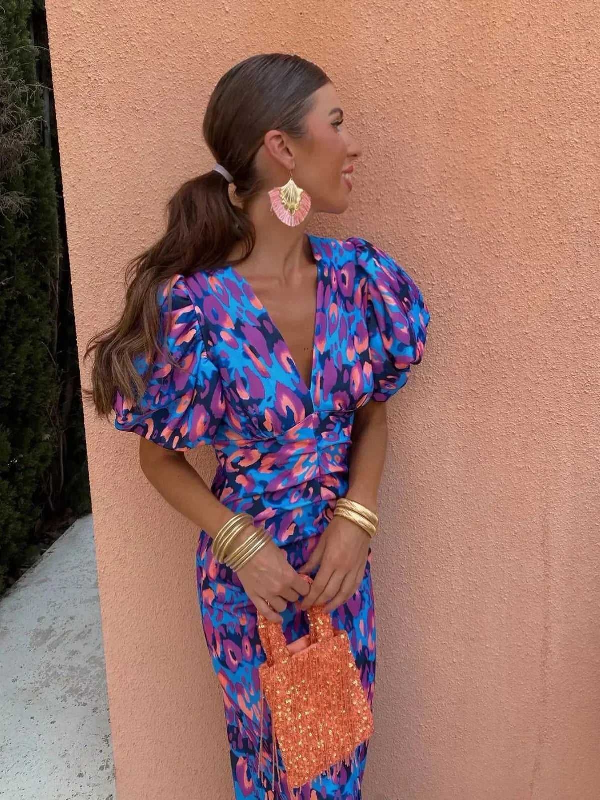 Arielle™ | Robe Colorée Élégante à Manches Plissées