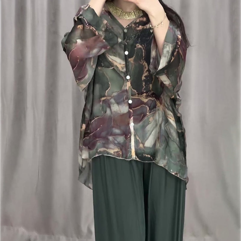 Aveline™ | Costume décontracté imprimé à col en V