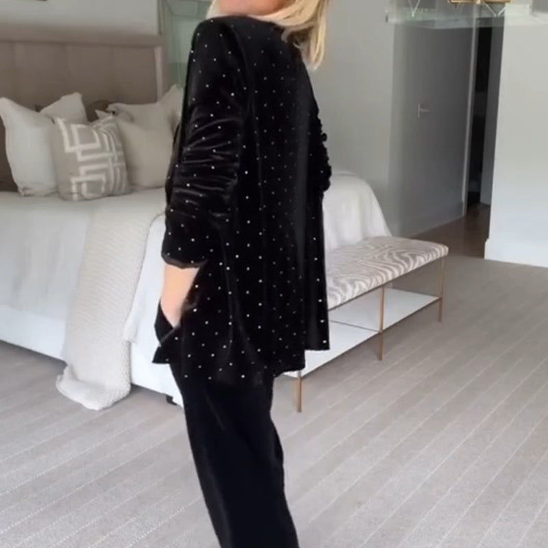 Bonnie™ | Blazer Chic en Coton avec Strass