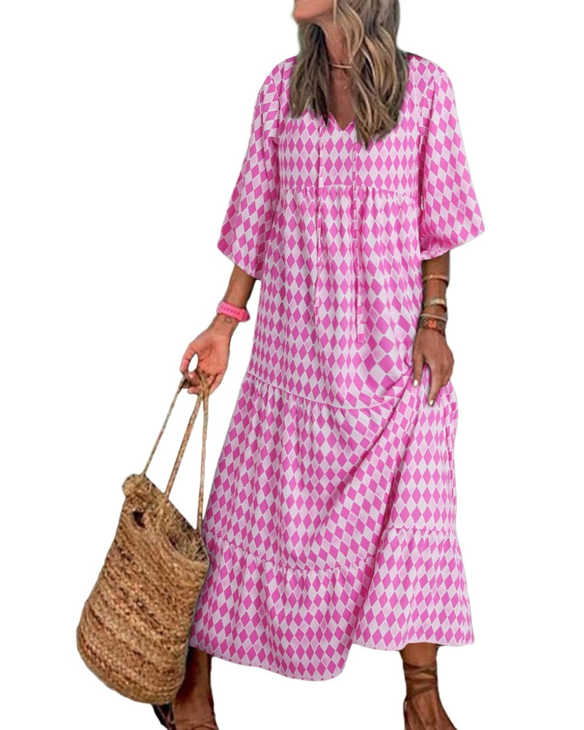 Nala™ | Robe Maxi Florale à Manches Bouffantes