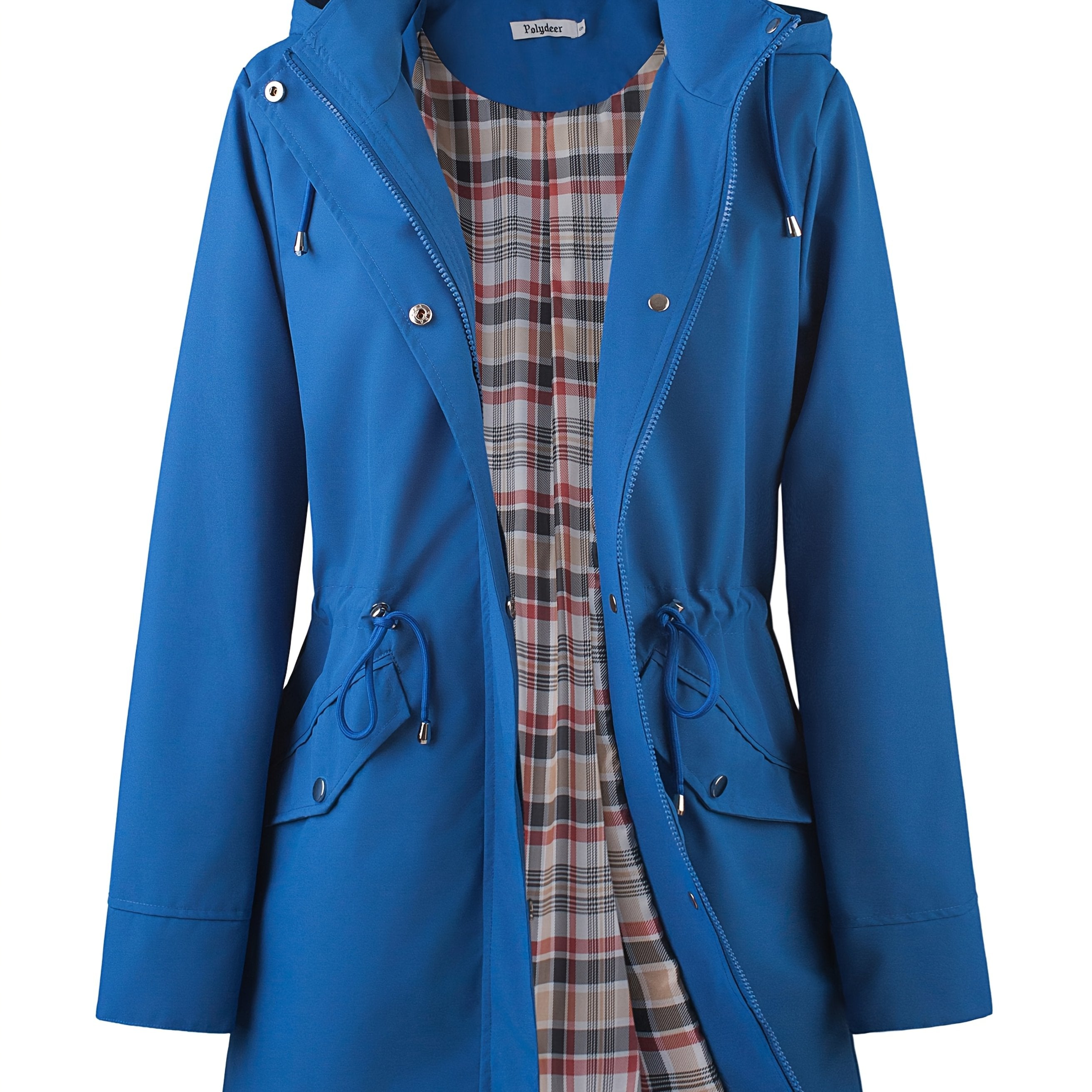 kouky™ | Veste de pluie à capuche imperméable et flatteuse avec doublure à carreaux