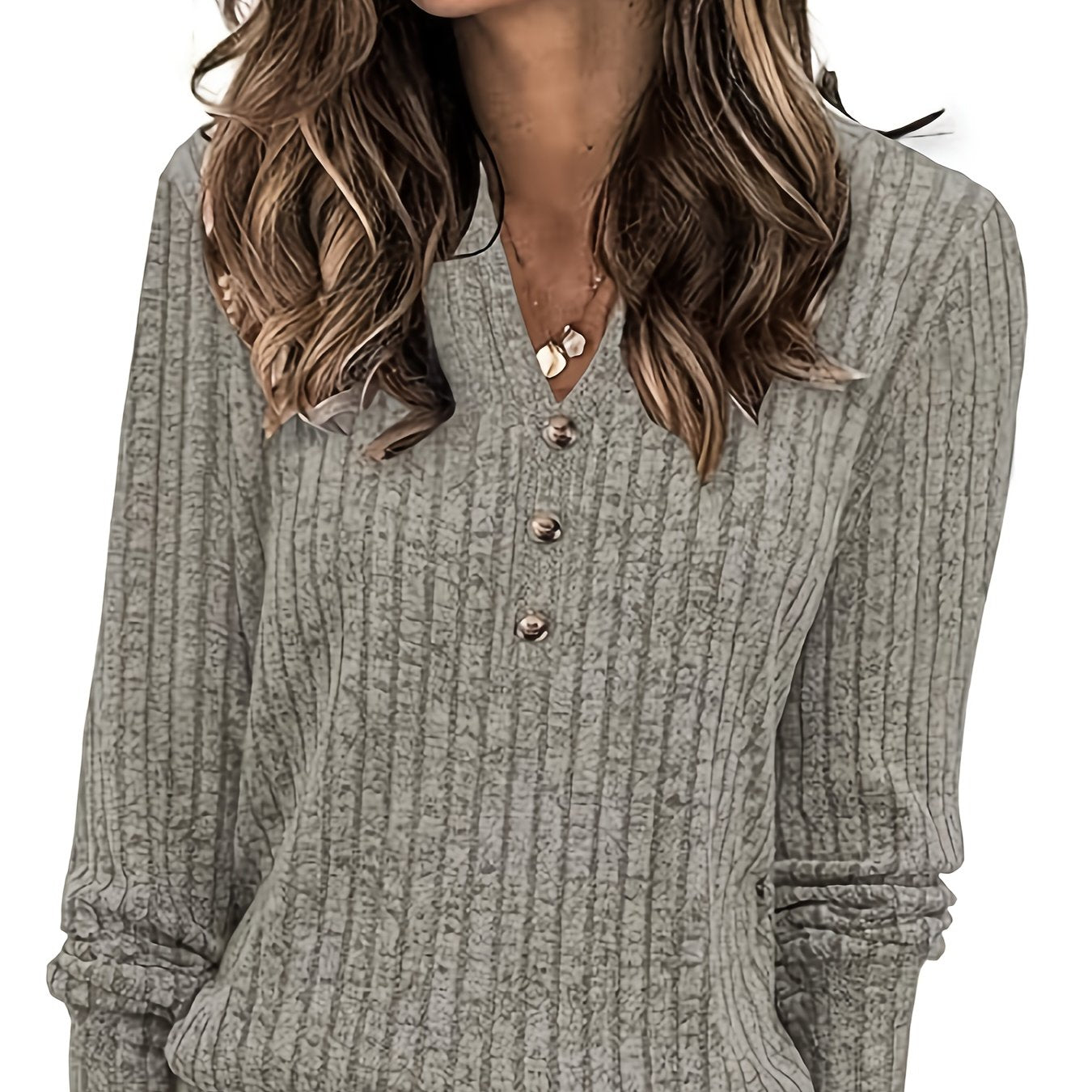 Wendy™ | Haut Henley en maille côtelée douce et flatteuse