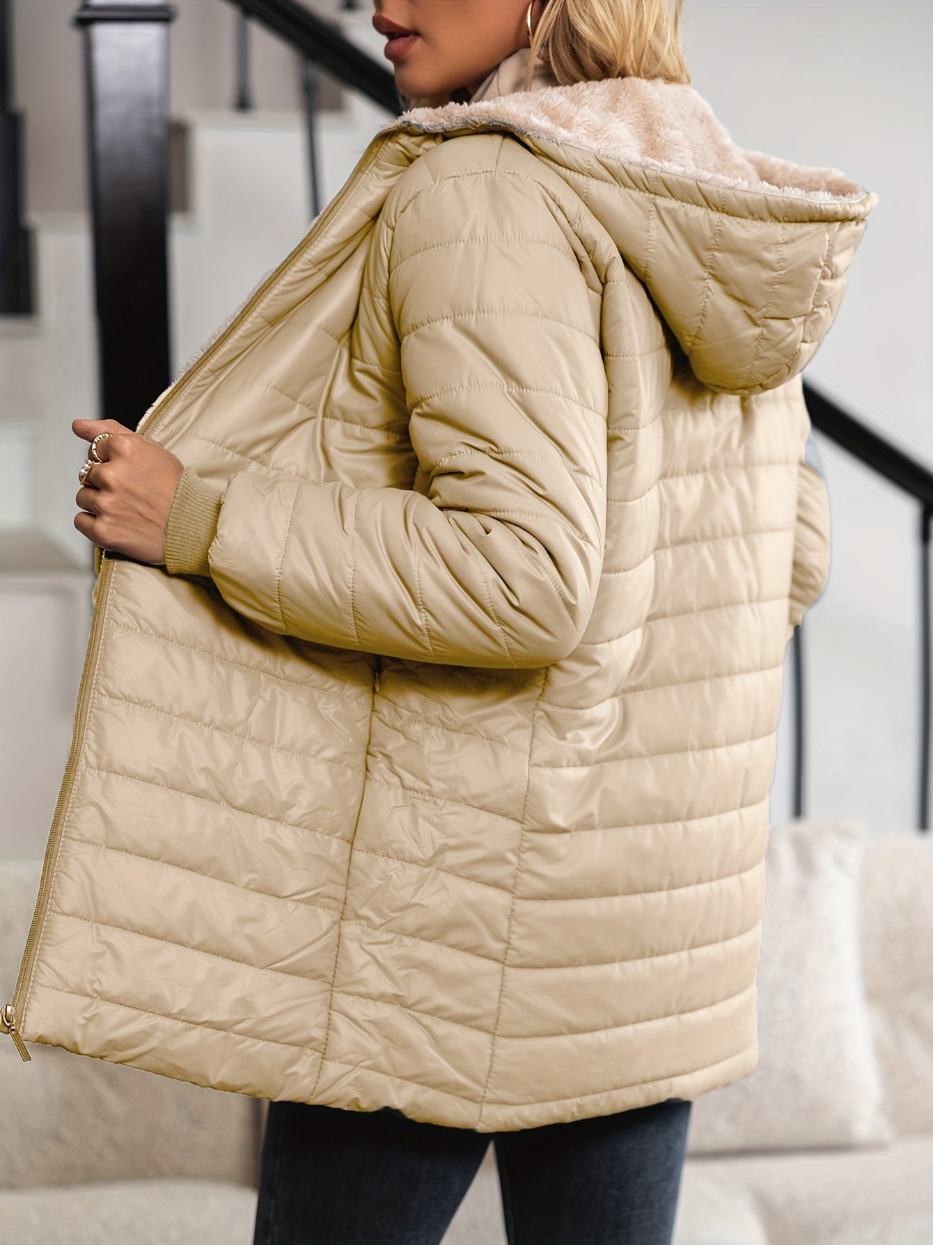 Sophia™ | Veste doudoune matelassée doublée sherpa