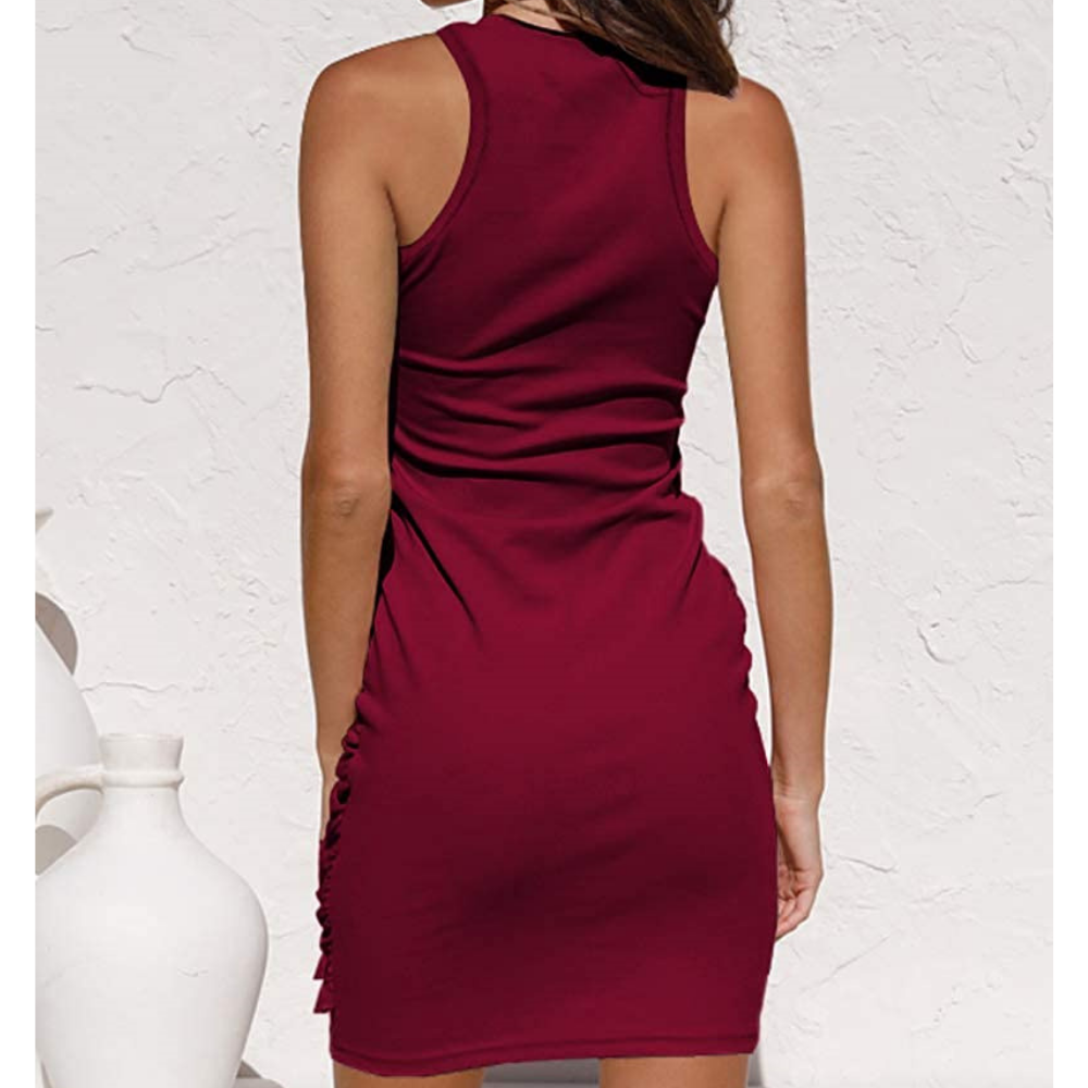 Tess™ | Robe Midi Élégante en Coton avec Nœud Latéral