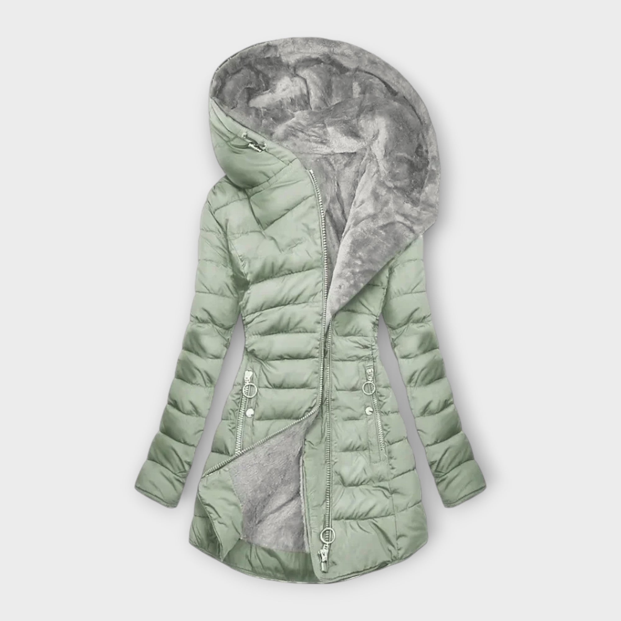 Fabienne™ | Manteau doudoune à capuche doublé fausse fourrure