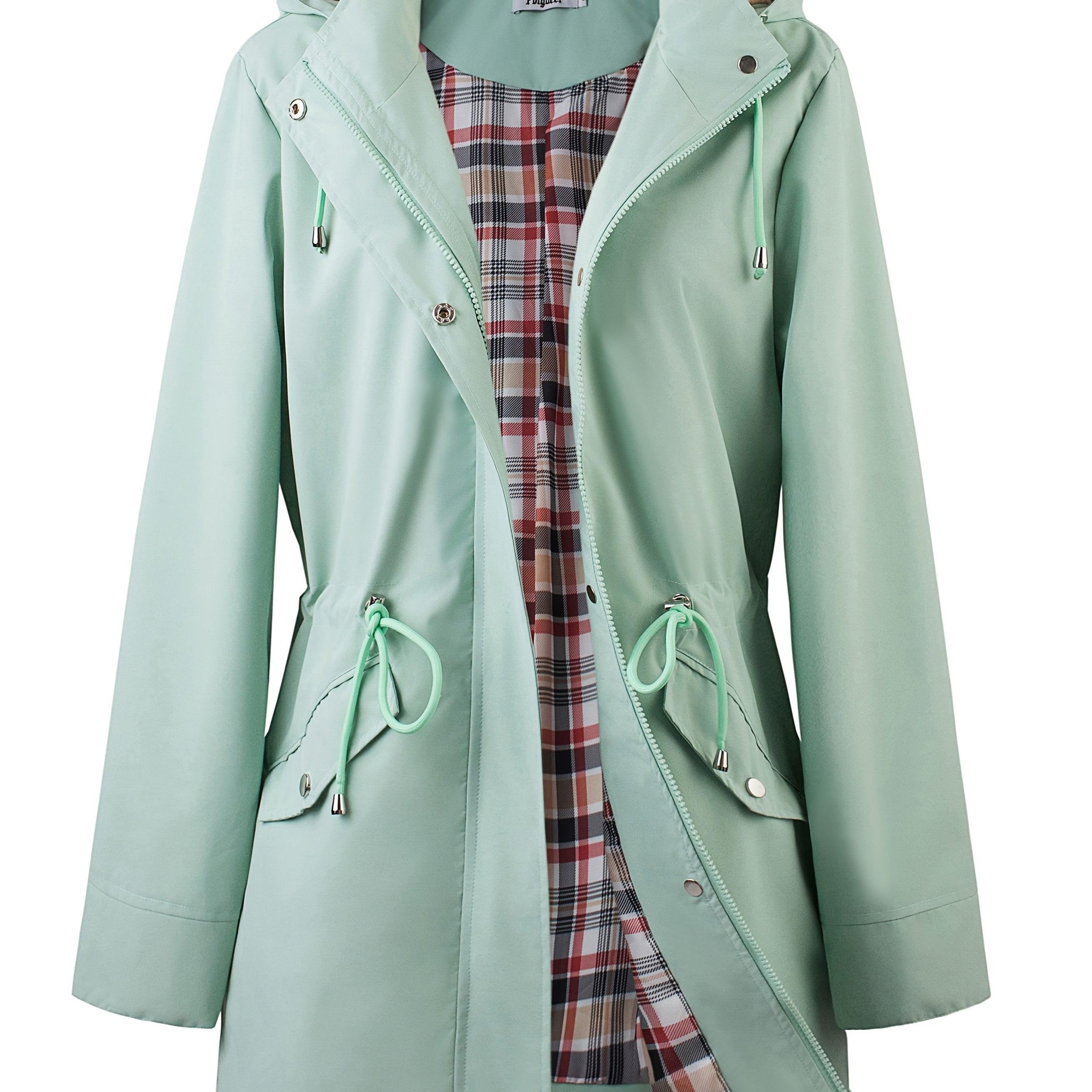 kouky™ | Veste de pluie à capuche imperméable et flatteuse avec doublure à carreaux