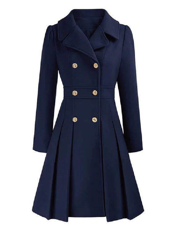Sofia™ | Manteau croisé évasé à boutons dorés