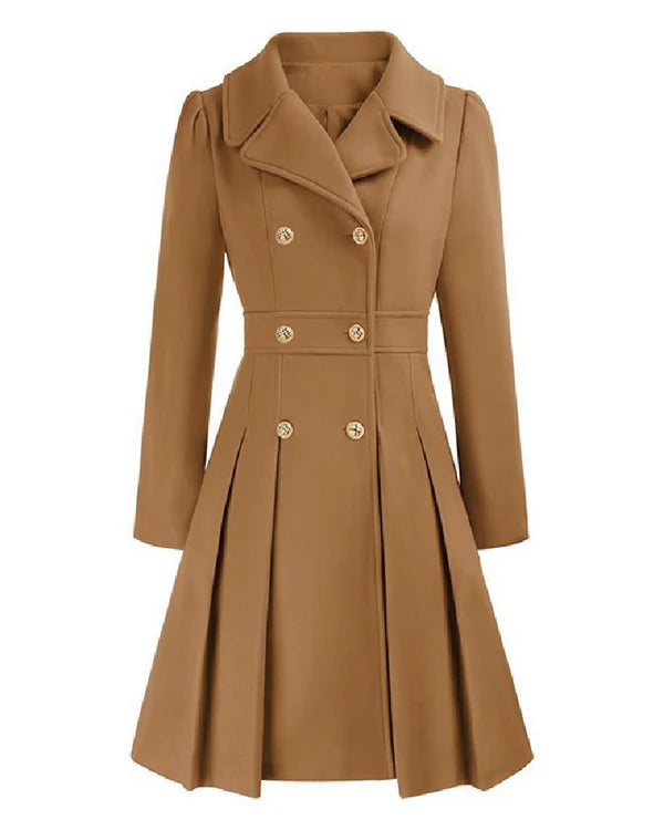 Sofia™ | Manteau croisé évasé à boutons dorés