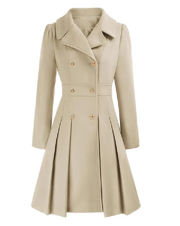 Sofia™ | Manteau croisé évasé à boutons dorés