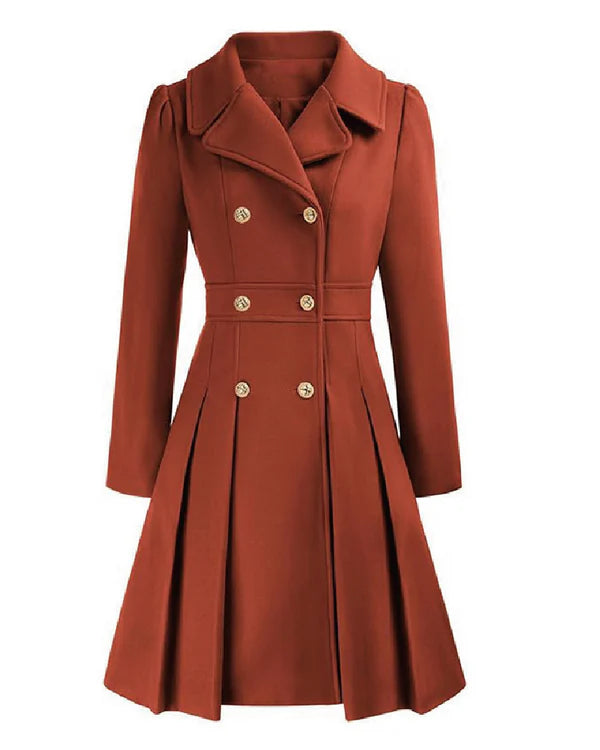 Sofia™ | Manteau croisé évasé à boutons dorés