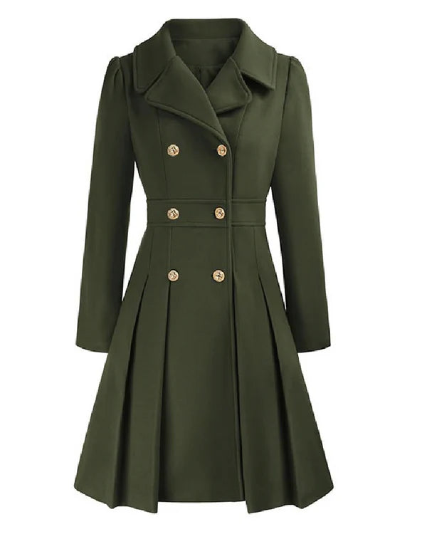 Sofia™ | Manteau croisé évasé à boutons dorés