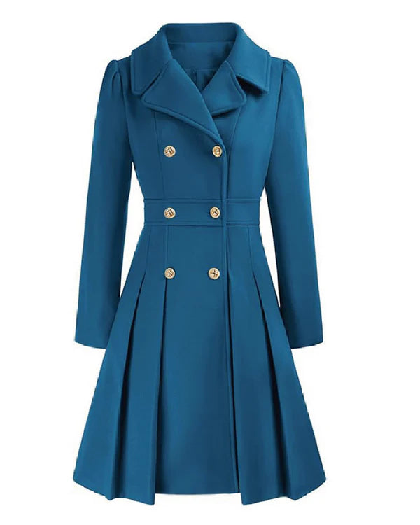 Sofia™ | Manteau croisé évasé à boutons dorés