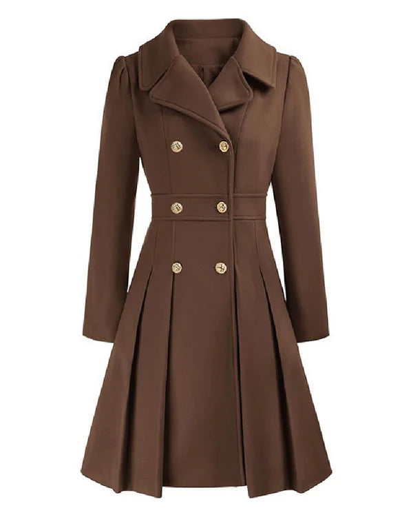 Sofia™ | Manteau croisé évasé à boutons dorés