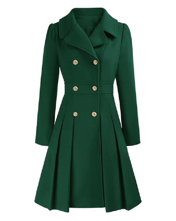 Sofia™ | Manteau croisé évasé à boutons dorés
