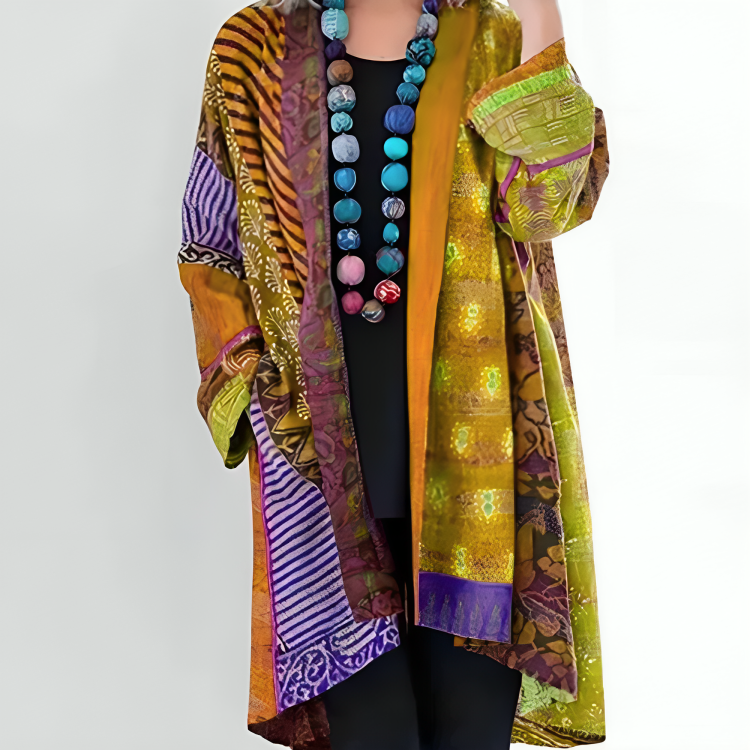 Eden™ | Cardigan Kimono Ouvert Imprimé Patchwork