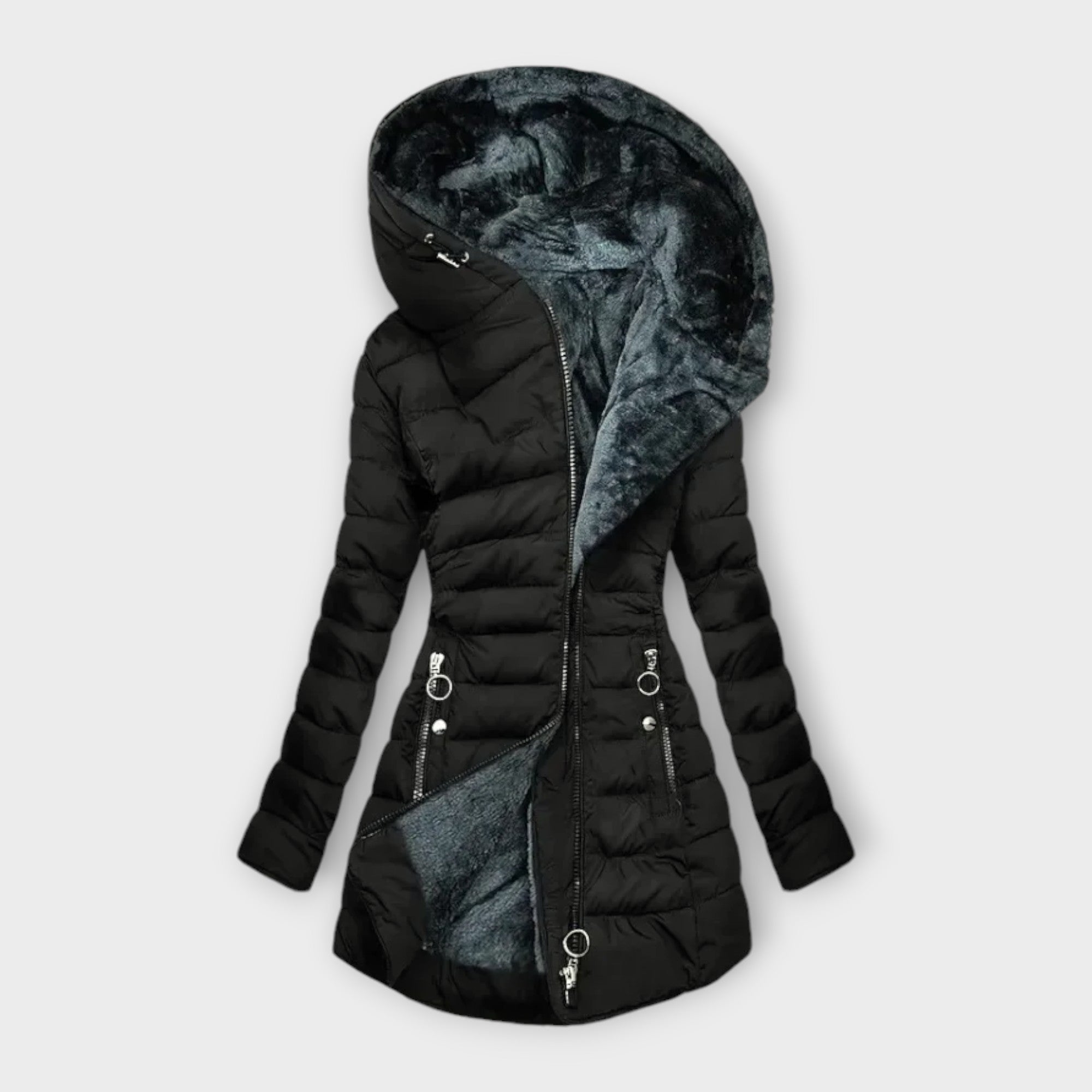 Fabienne™ | Manteau doudoune à capuche doublé fausse fourrure